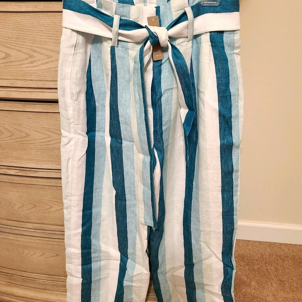 NWT J. Crew Linen Striped Pants